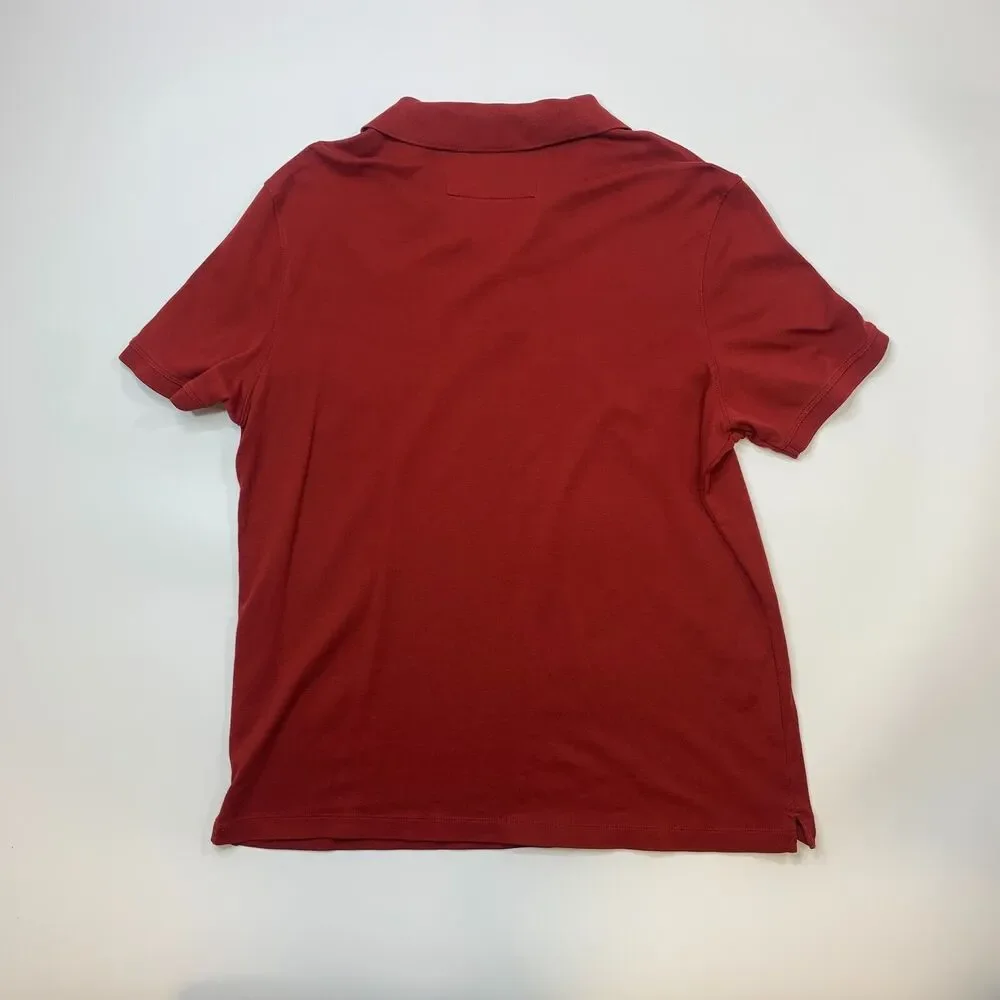 Banana Republic Polo Shirt Mens XL Extra Large Solid Red Soft Cotton Side Slits